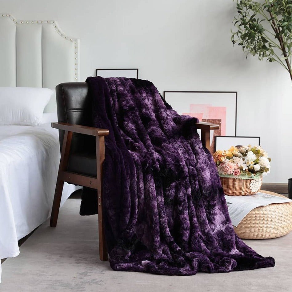 Faux Fur Throw Blankets Purple - NANPIPERHOME