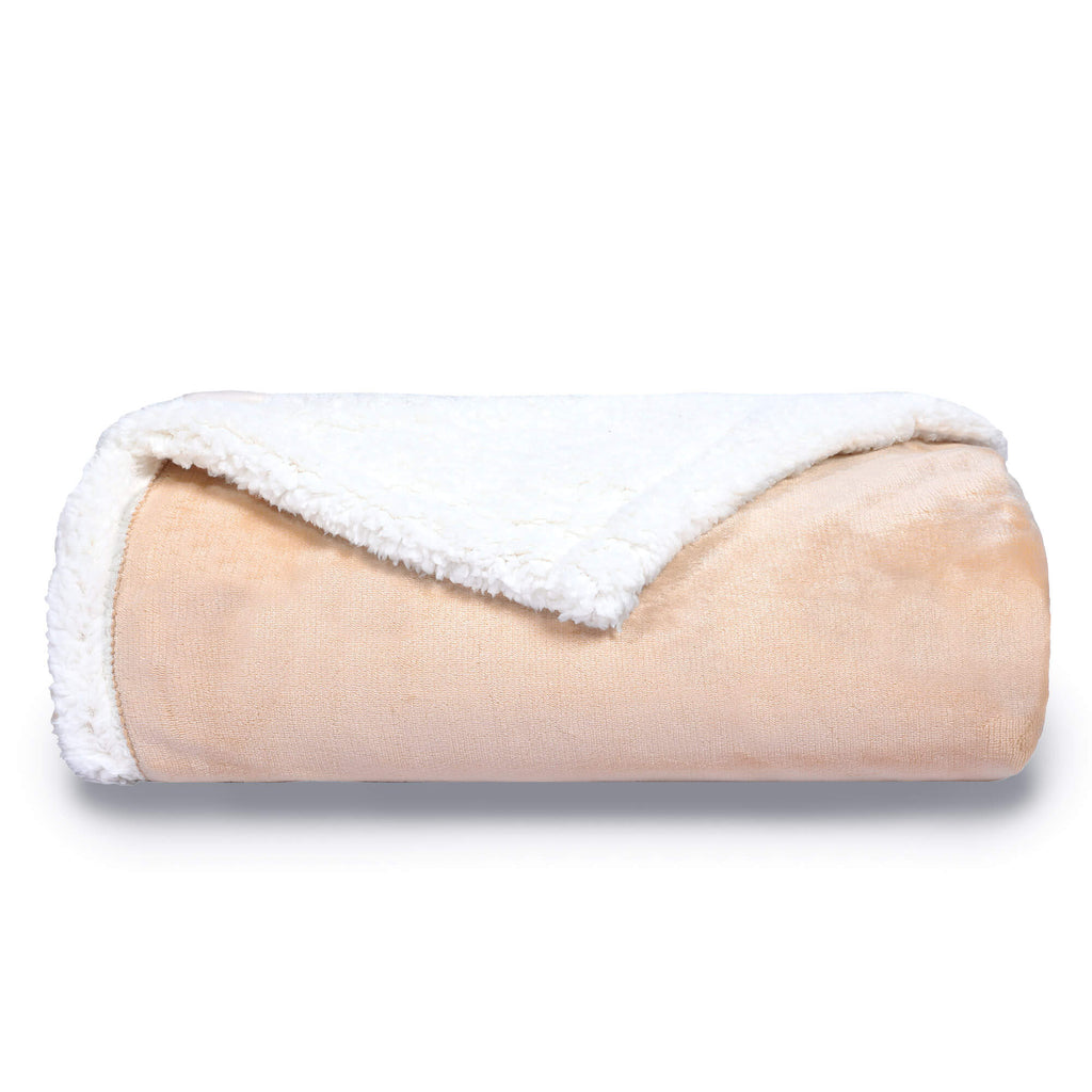 Sherpa Edge Blankets Beige - NANPIPERHOME