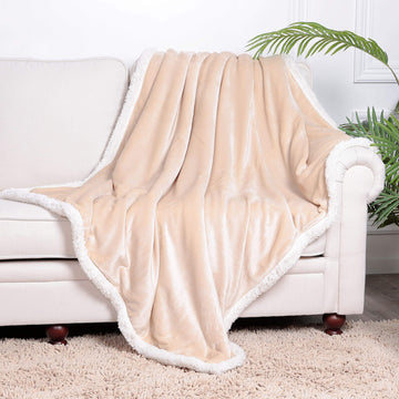 Sherpa Edge Blankets Beige - NANPIPERHOME
