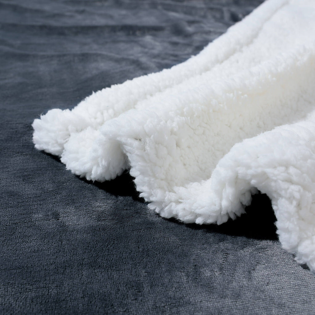 Sherpa Edge Blankets Grey - NANPIPERHOME