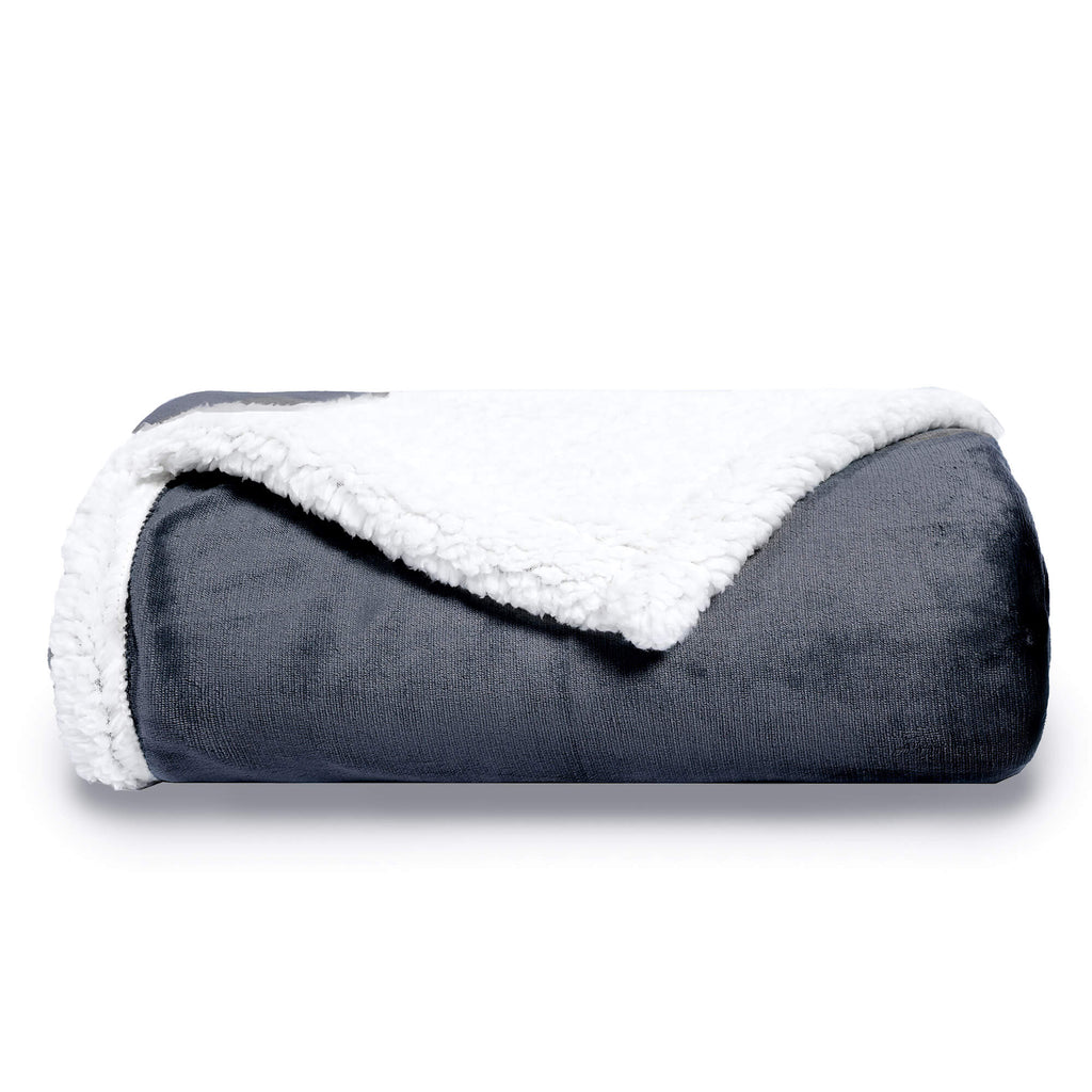 Sherpa Edge Blankets Grey - NANPIPERHOME