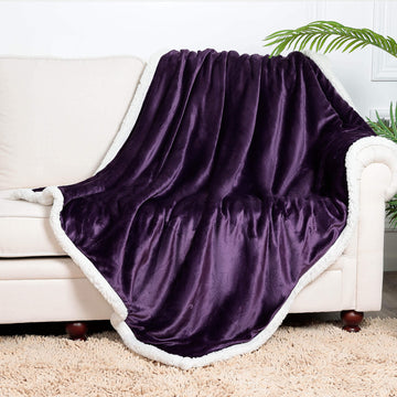 Sherpa Edge Blankets Purple - NANPIPERHOME