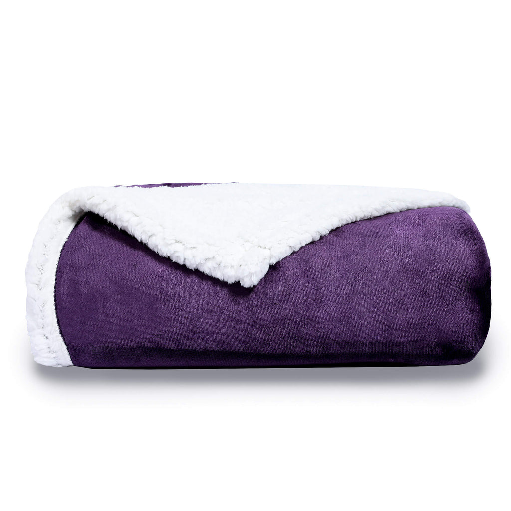 Sherpa Edge Blankets Purple - NANPIPERHOME