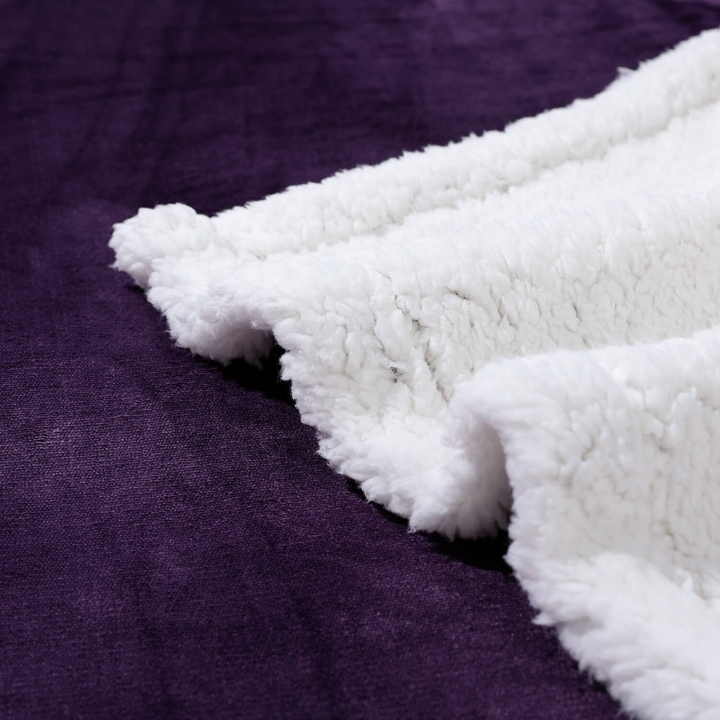 Sherpa Edge Blankets Purple - NANPIPERHOME