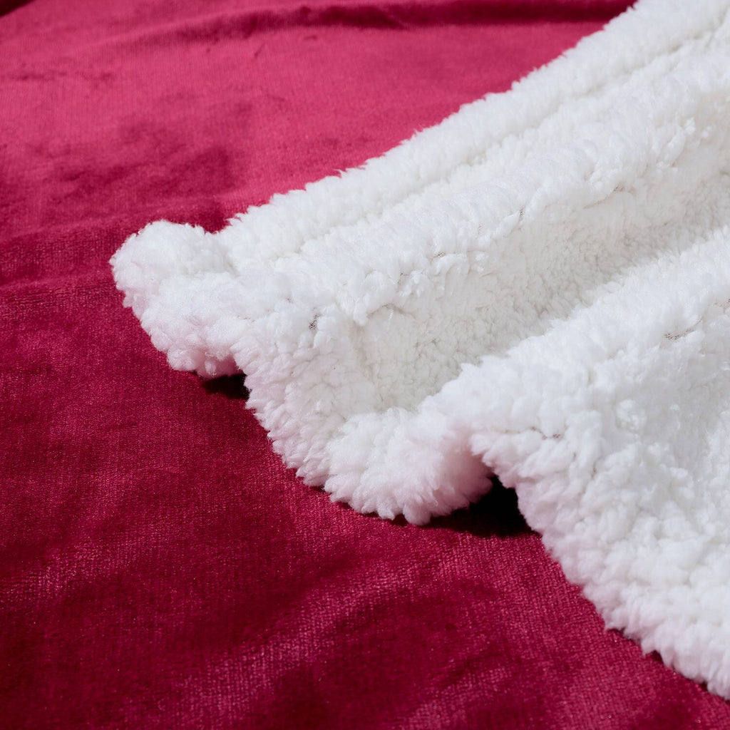 Sherpa Edge Blankets Wine Red - NANPIPERHOME