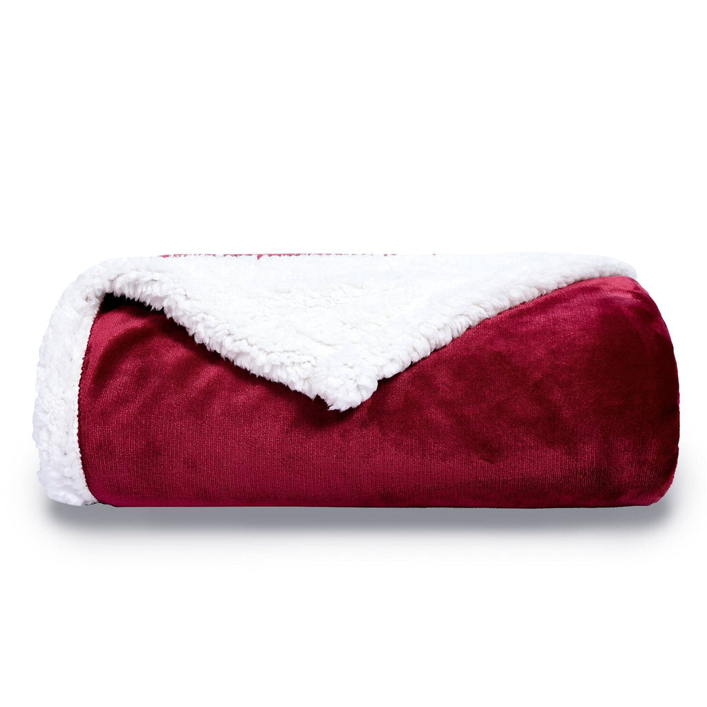 Sherpa Edge Blankets Wine Red - NANPIPERHOME
