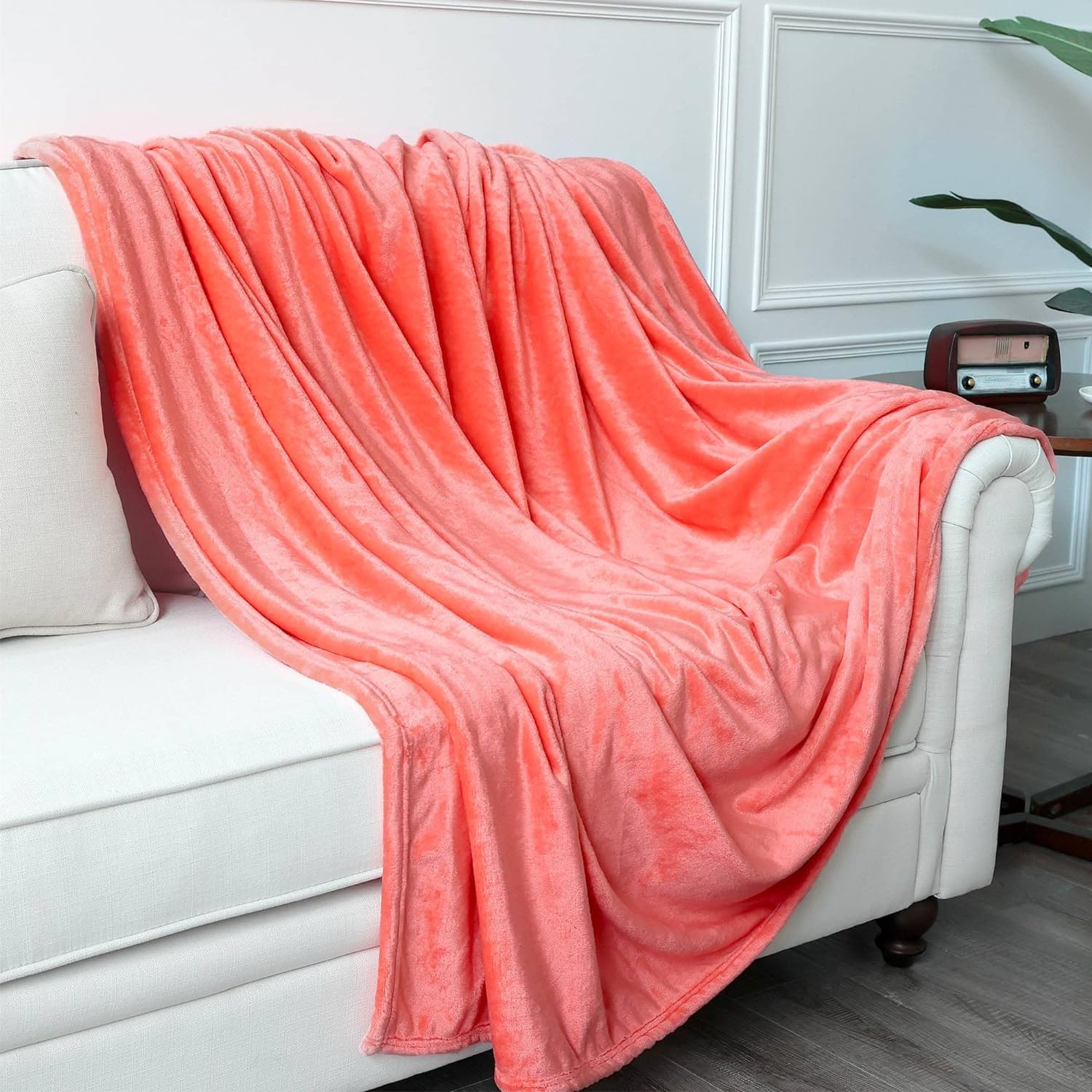 Throw Blankets Living Coral Red - NANPIPERHOME
