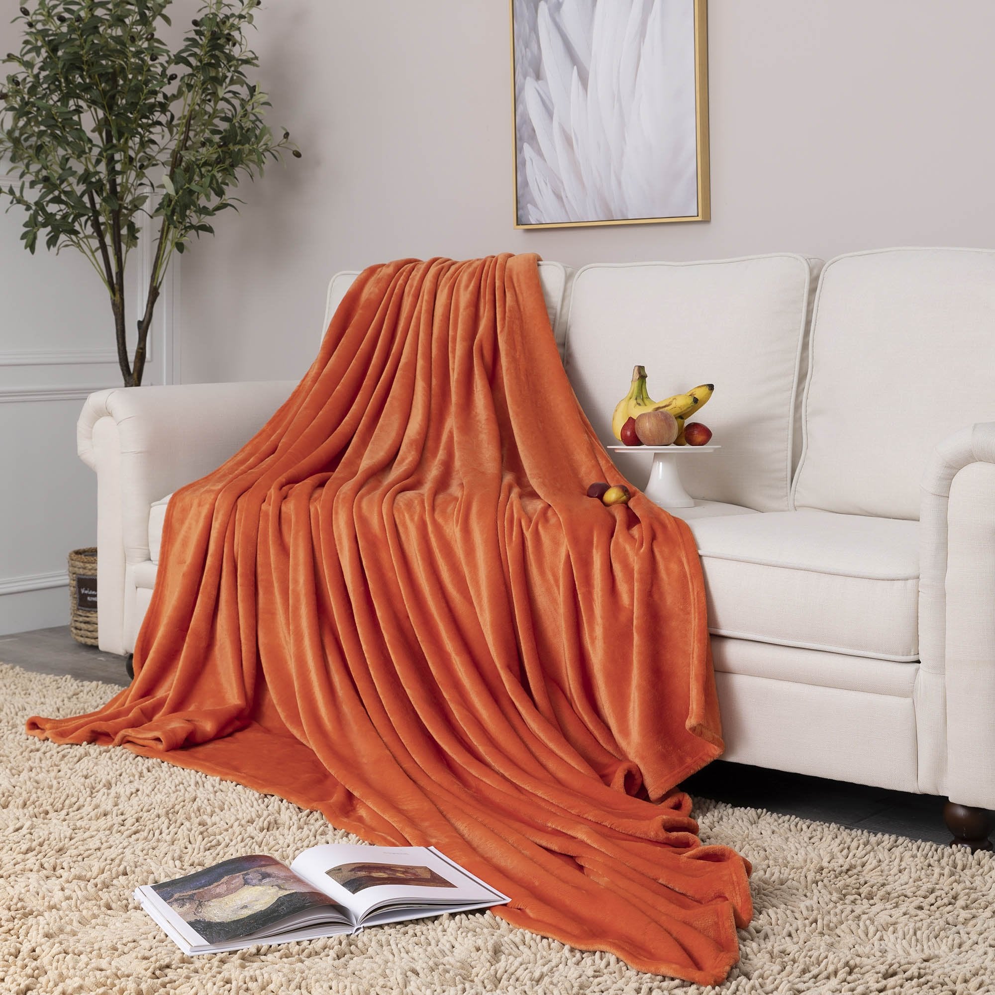 Throw Blankets Orange - NANPIPERHOME