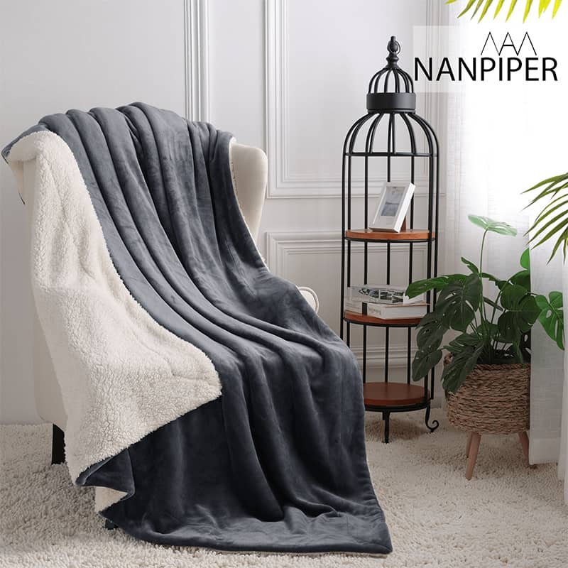 NANPIPER Sherpa Blankets Grey - NANPIPERHOME