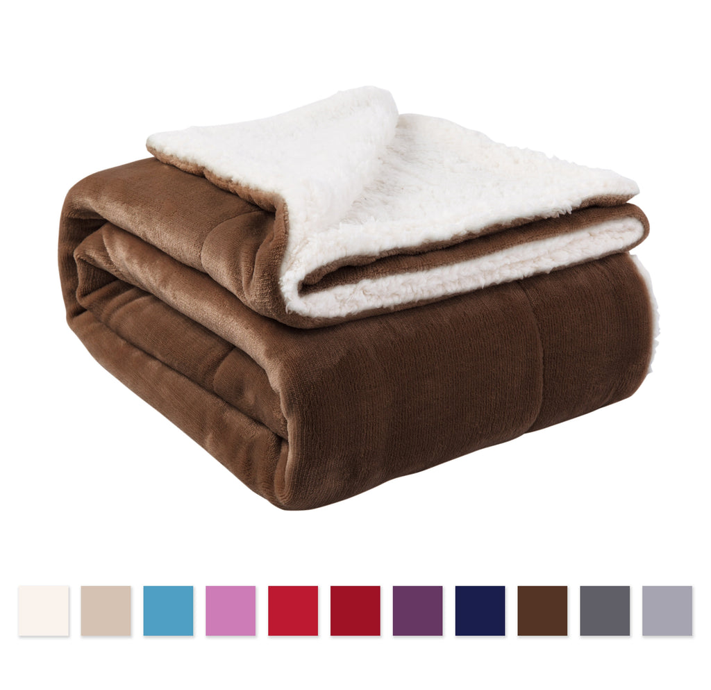 Sherpa Blanket Throw Blankets Brown - NANPIPERHOME