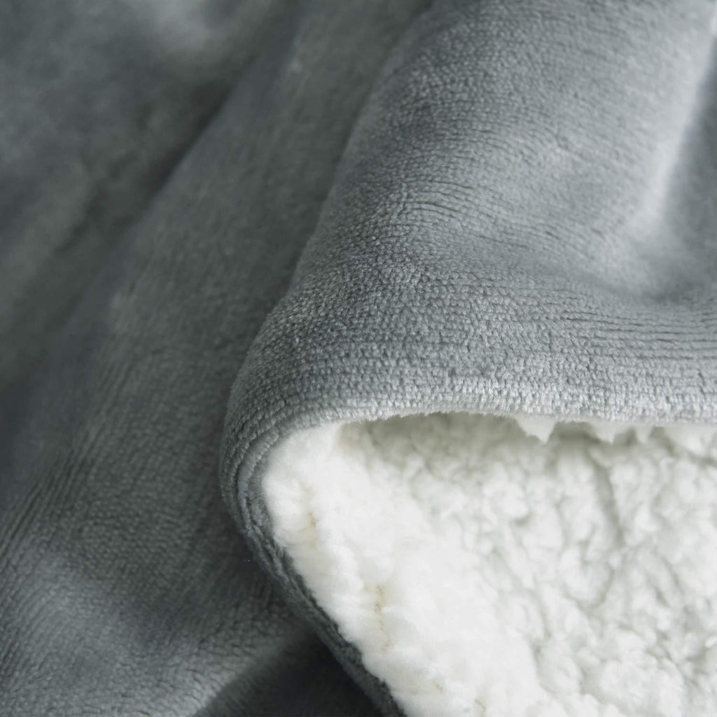 Sherpa Blanket Throw Blankets Light Grey - NANPIPERHOME