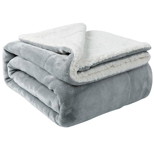 Sherpa Blanket Throw Blankets Light Grey - NANPIPERHOME