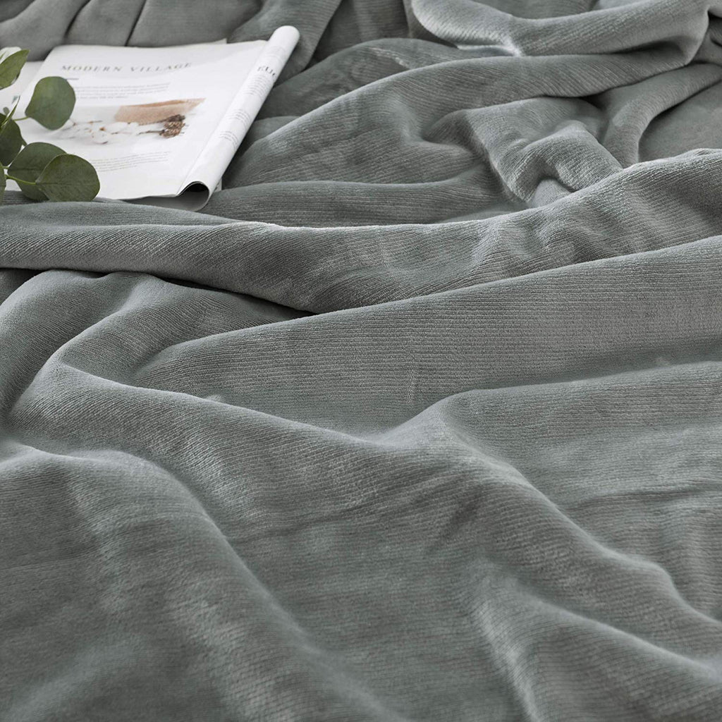 Sherpa Blanket Throw Blankets Light Grey - NANPIPERHOME