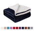 Sherpa Blanket Throw Blankets Navy Blue - NANPIPERHOME