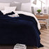 Sherpa Blanket Throw Blankets Navy Blue - NANPIPERHOME