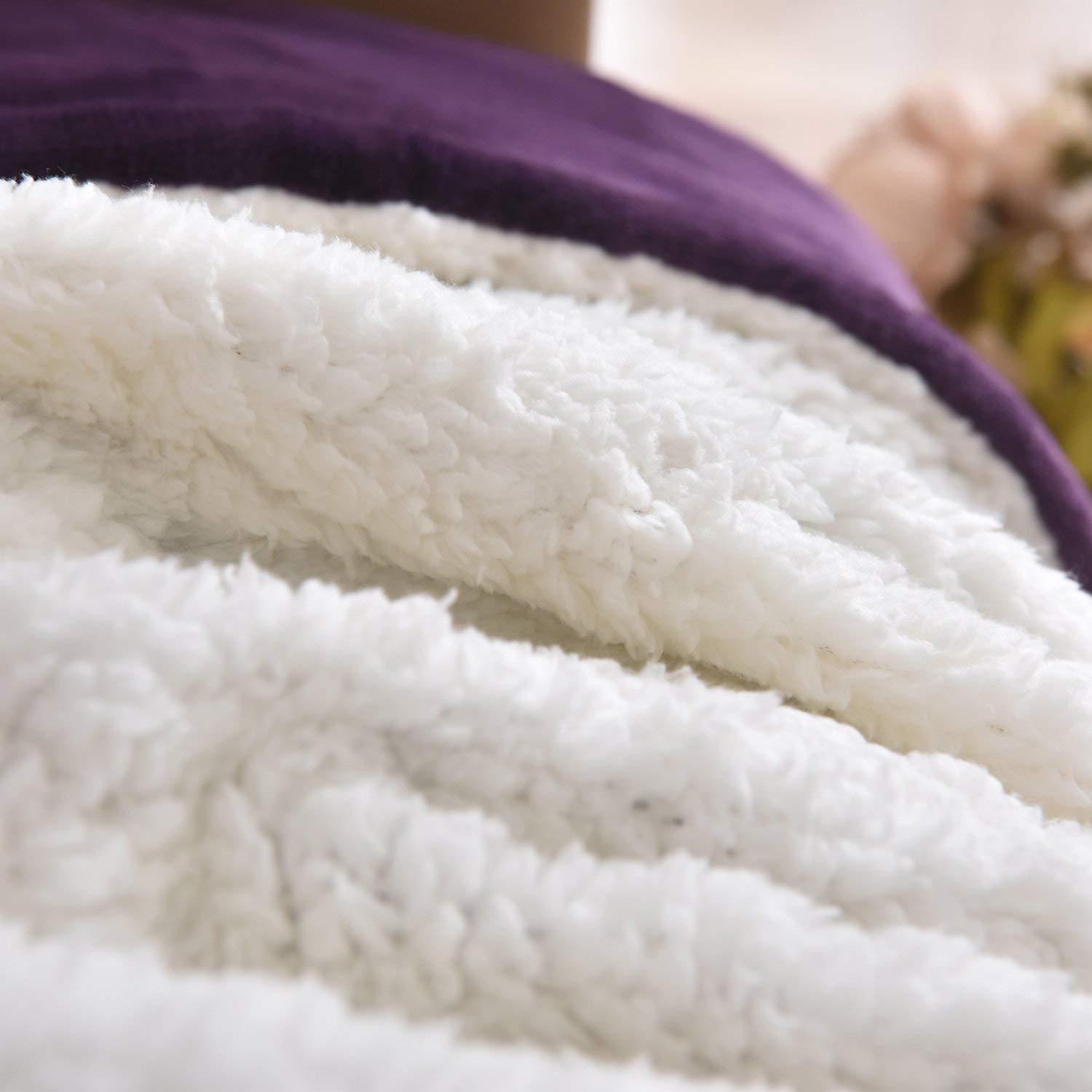 Sherpa Blanket Throw Blankets Purple - NANPIPERHOME