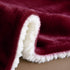 Sherpa Blanket Throw Blankets Wine Red - NANPIPERHOME