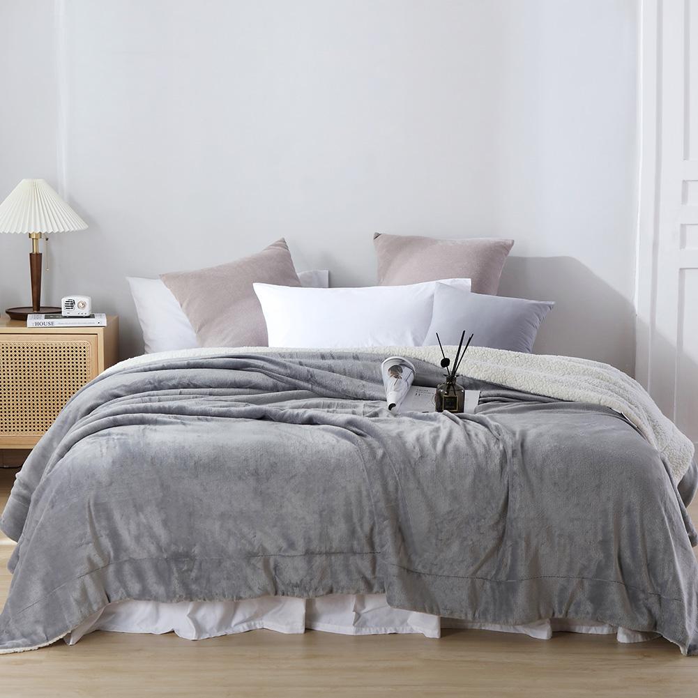 Sherpa Blankets Light Grey - NANPIPERHOME