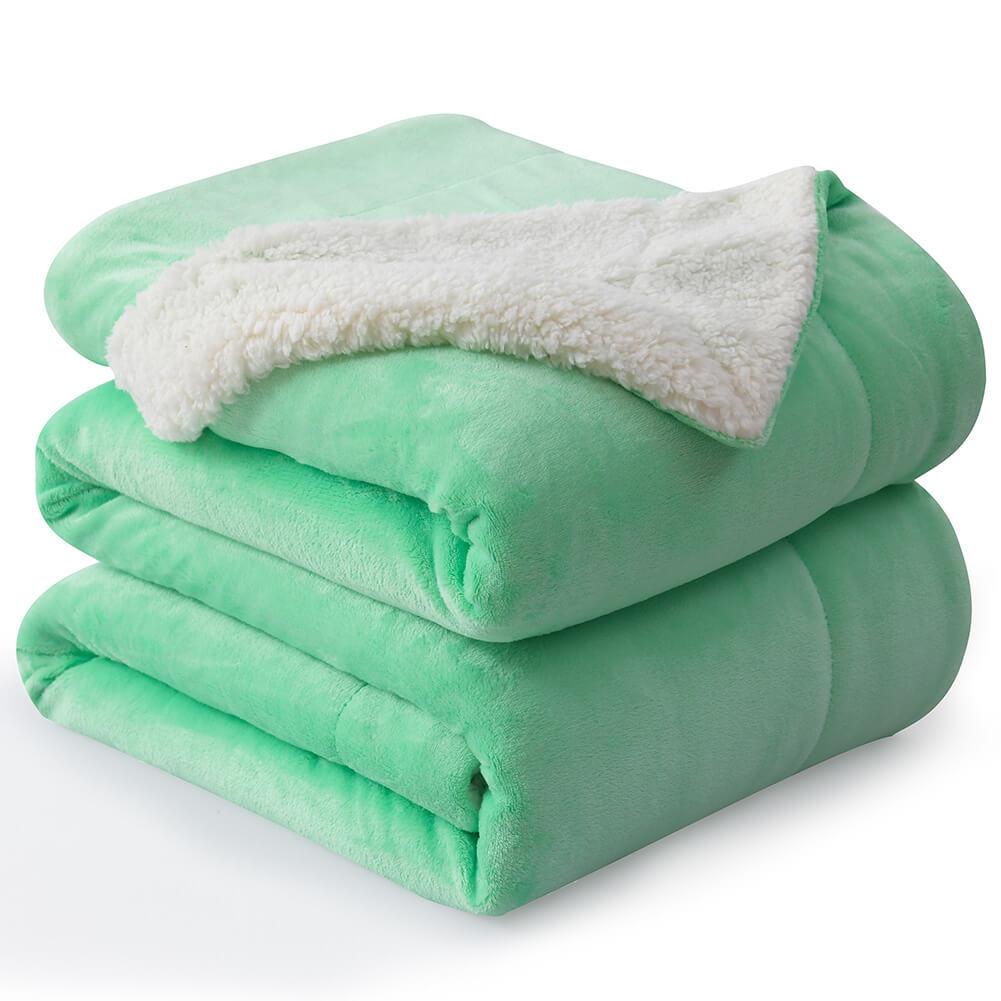 Sherpa Blankets Mint Green - NANPIPERHOME