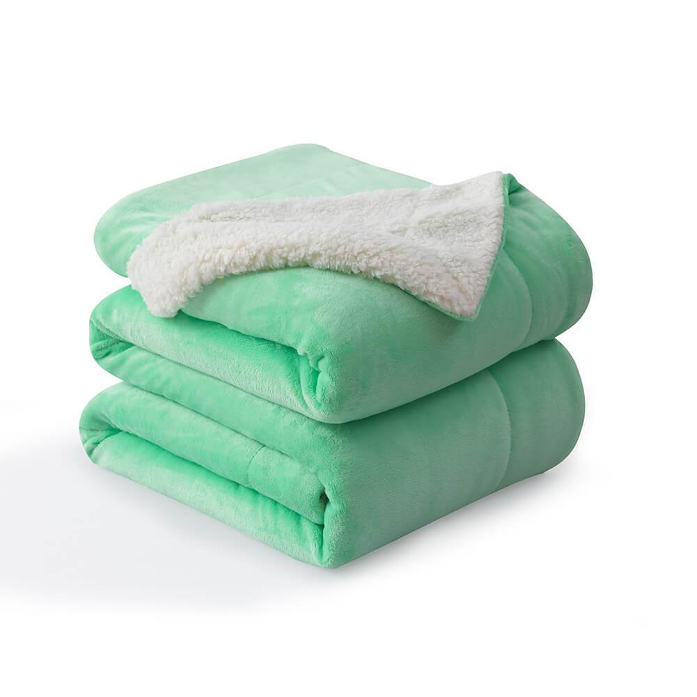 Sherpa Blankets Mint Green - NANPIPERHOME