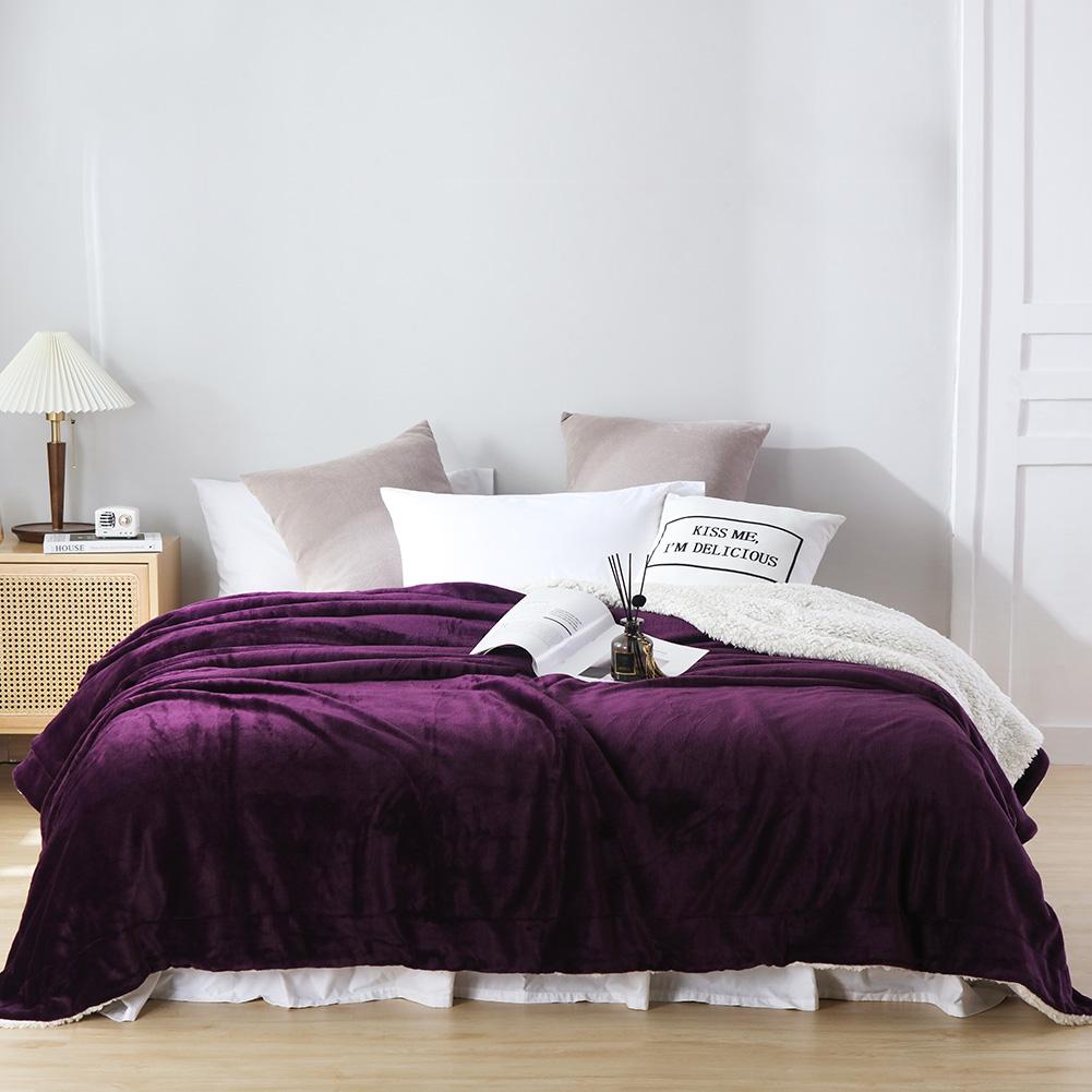 Sherpa Blankets Purple - NANPIPERHOME