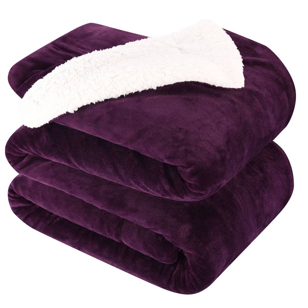 Sherpa Blankets Purple - NANPIPERHOME