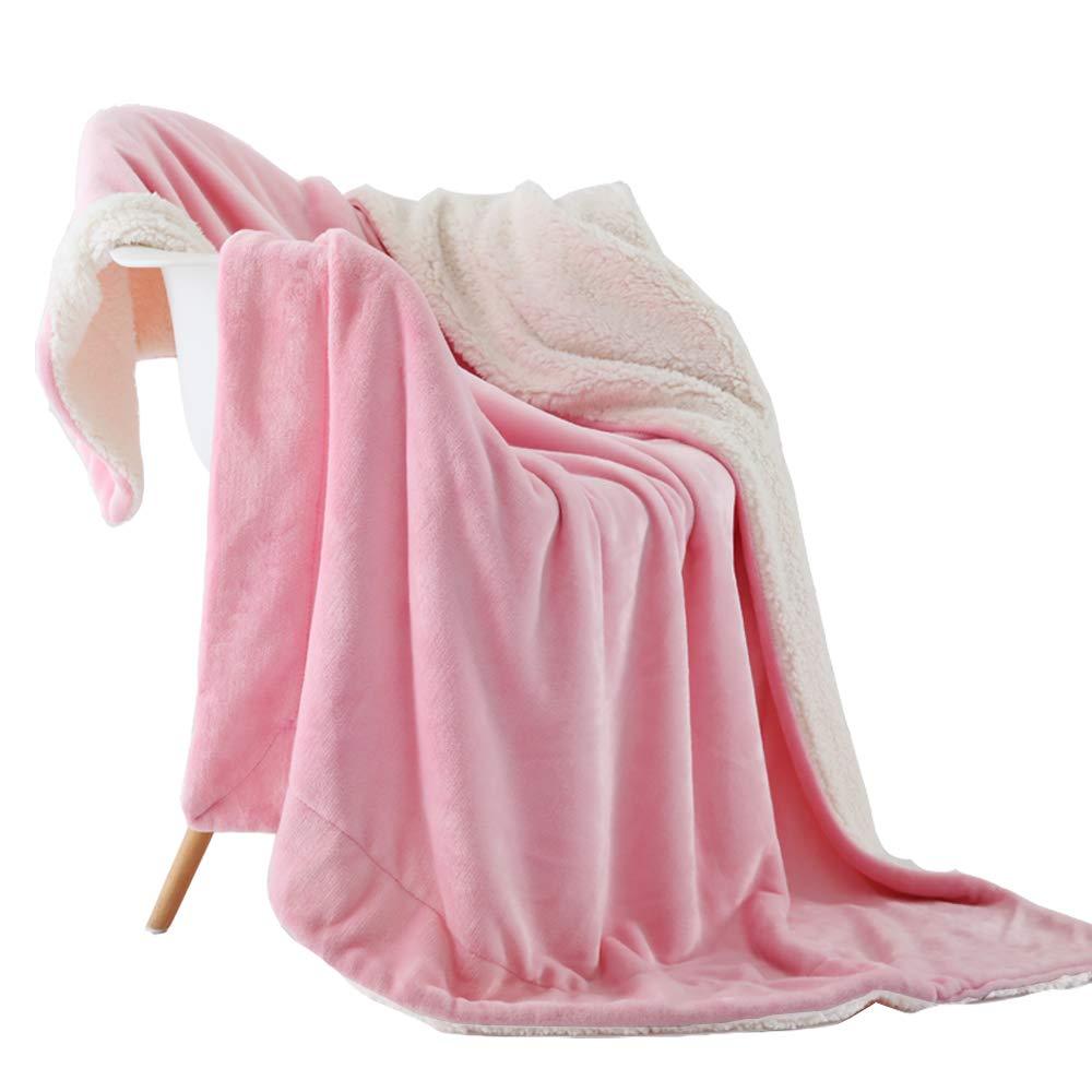 Sherpa Flannel Throw Blanket Super Soft Fuzzy Plush Microfiber for Bed/Couch (Pink) - NANPIPERHOME
