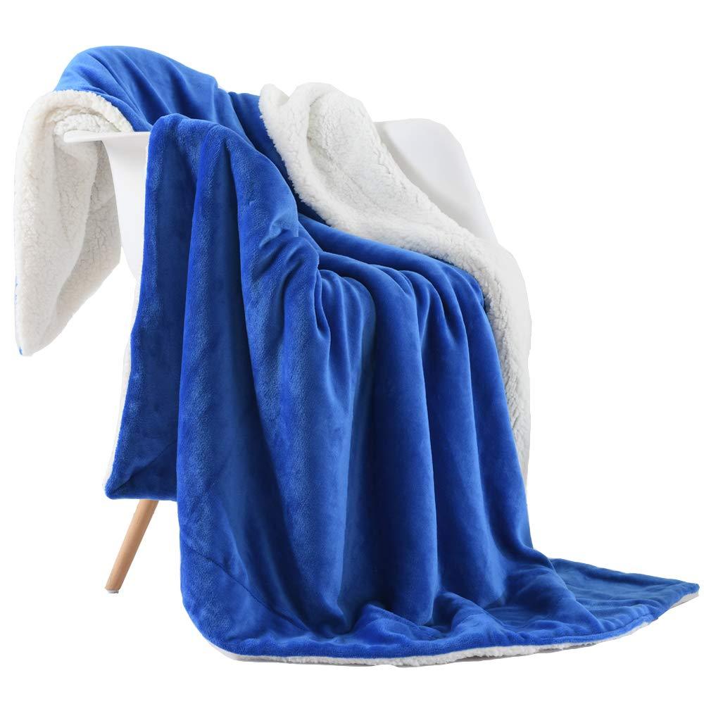 Sherpa Flannel Throw Blanket Super Soft Fuzzy Plush Microfiber for Bed/Couch (Princess Blue) - NANPIPERHOME