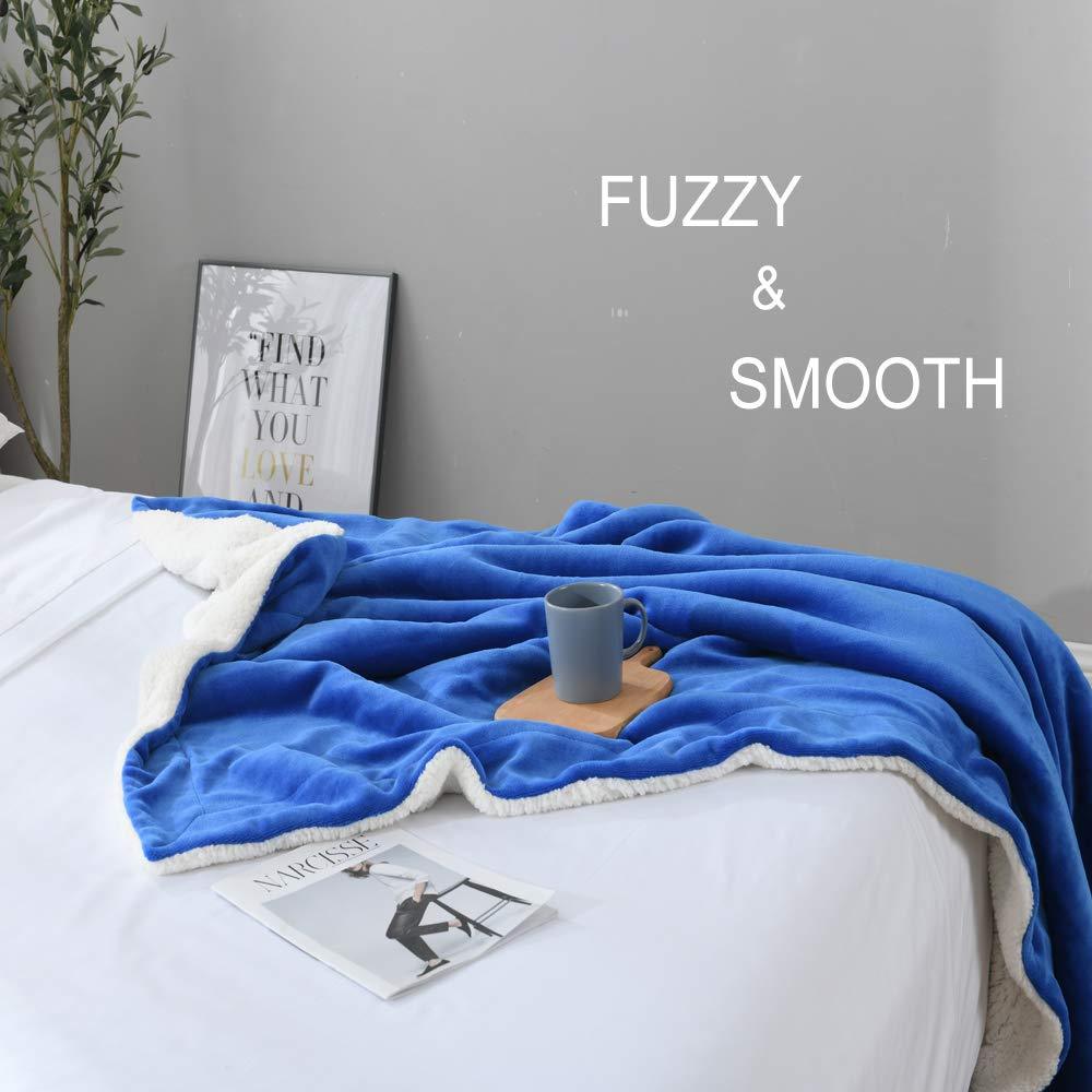 Sherpa Flannel Throw Blanket Super Soft Fuzzy Plush Microfiber for Bed/Couch (Princess Blue) - NANPIPERHOME
