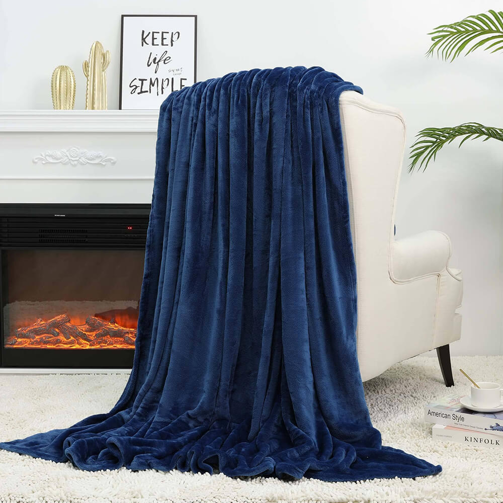 Throw Blankets Dark Blue - NANPIPERHOME